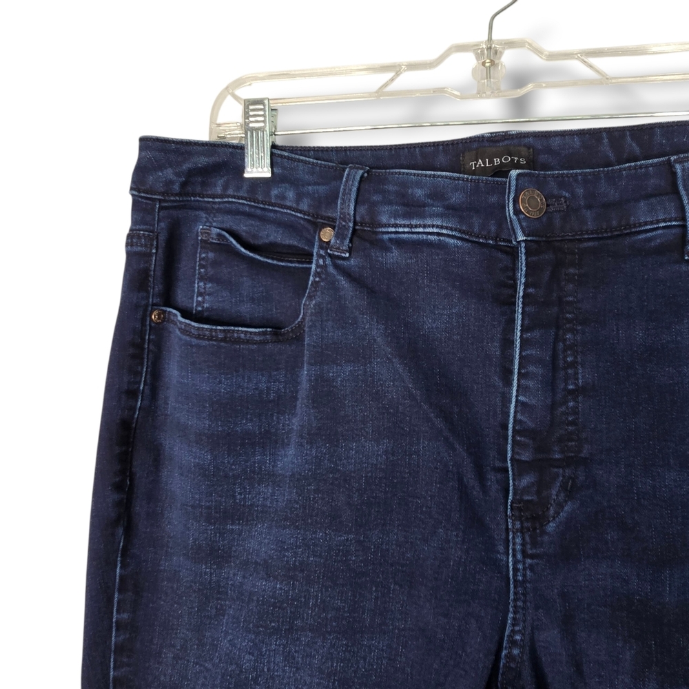 Talbot's Straight Leg High Rise Jean Womens sz 16W Dark Blue Wash Stretch Denim - Picture 14 of 16